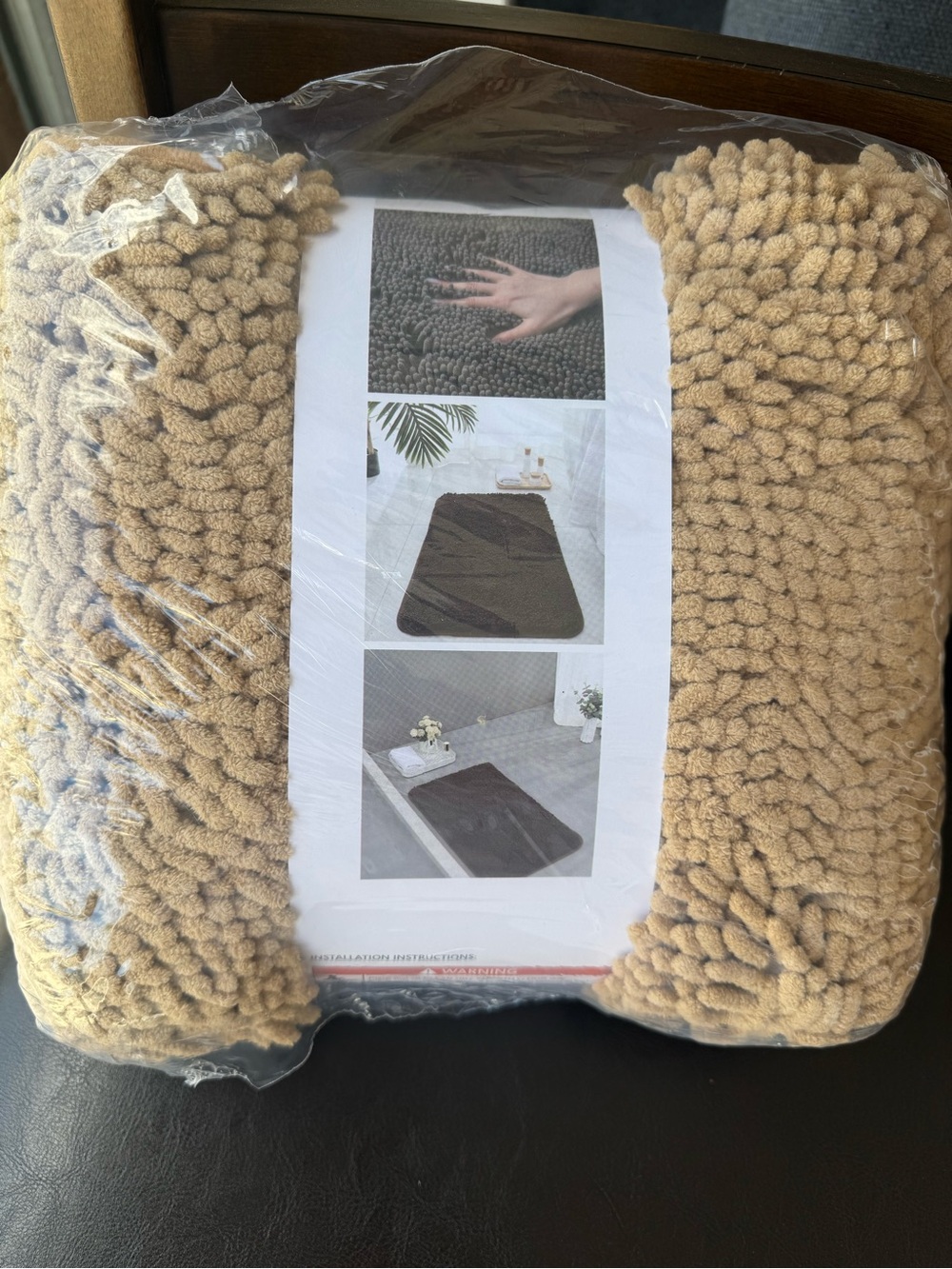 2pc Beige Chenille Bath Mat Set 17x24 & 20x32 Soft Absorbent Non Slip New